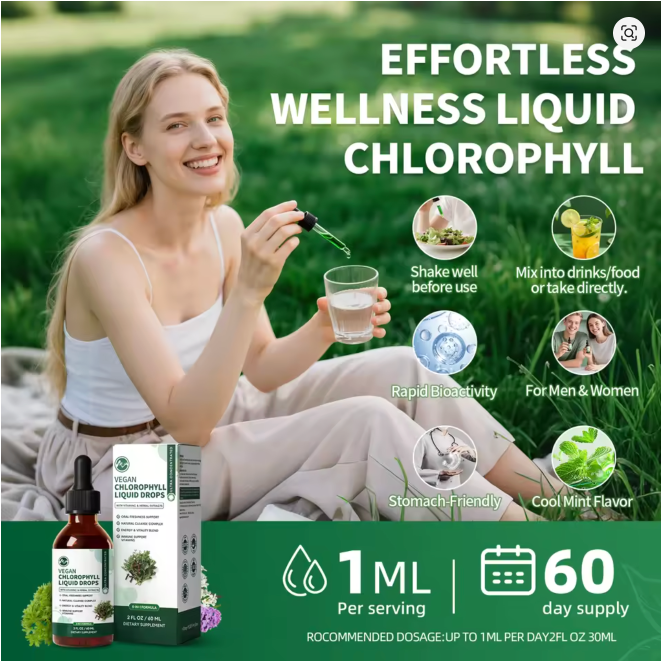 Foliene Chlorophyll Drops — Odor Control, Skin & Detox